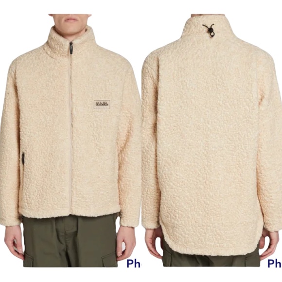 NAPA by MARTINE ROSE Mens Size L‎ T-EMIN Natural Wool Fleece Zip Pockets Jacket. - Picture 1 of 11